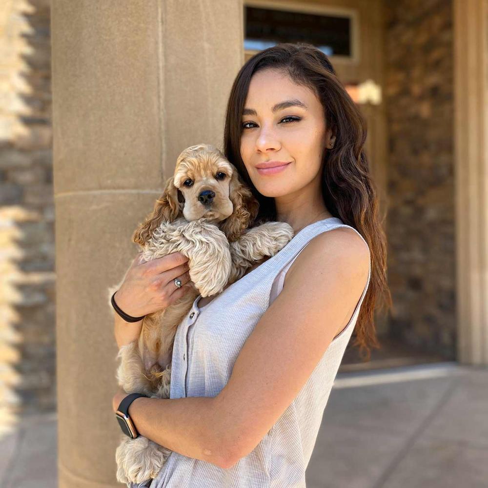 Ingrid with one of her dogs