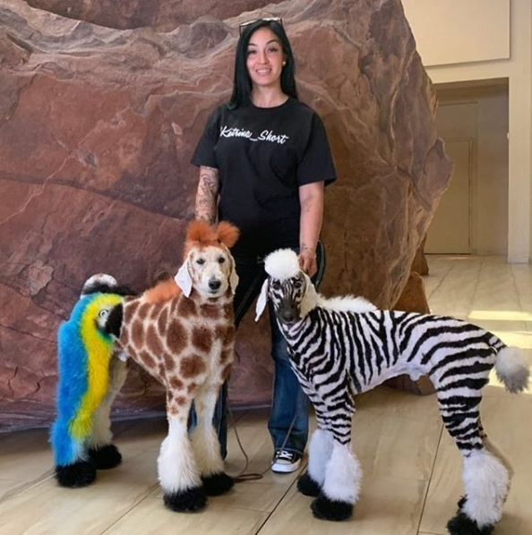 Groomer Katrina Short with her dogs, Zeus and Kevin