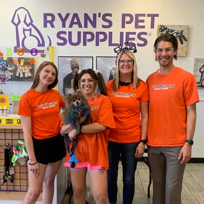 The Ryan's Pet Supplies Marketing Team with Payton from Paw Placement Rescue