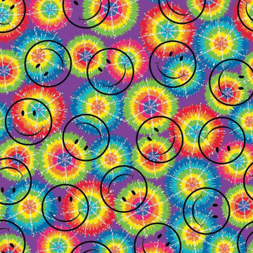 Smiley Face Retro Dog Bandana - Colorful Poly/Cotton Blend