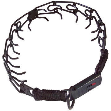 Herm Sprenger Ultra-Plus Black Stainless Steel Training Collar with Center-Plate and Assembly Chain Click Lock