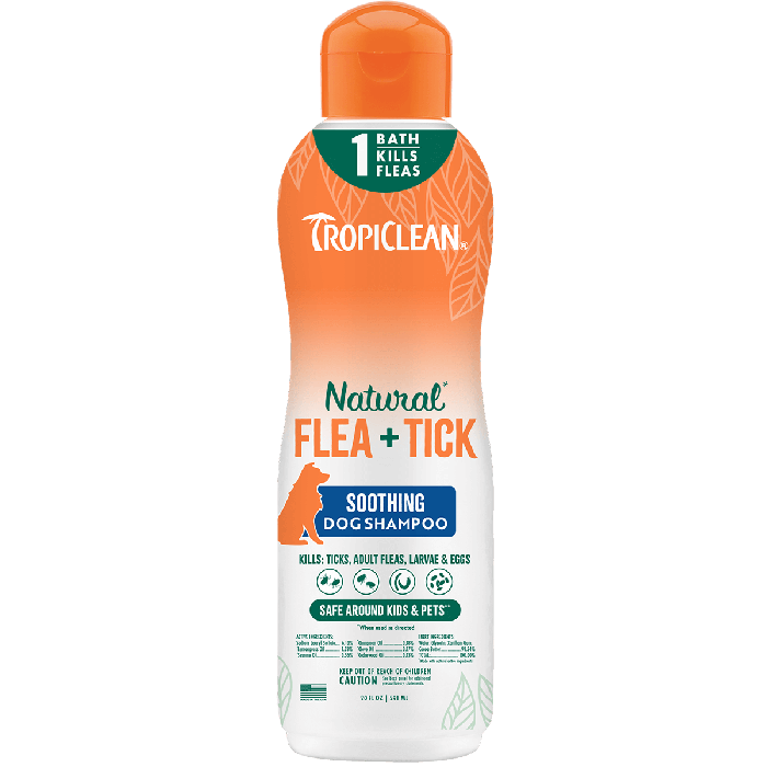 Tropiclean Natural Flea & Tick Shampoo Plus Soothing 20 oz