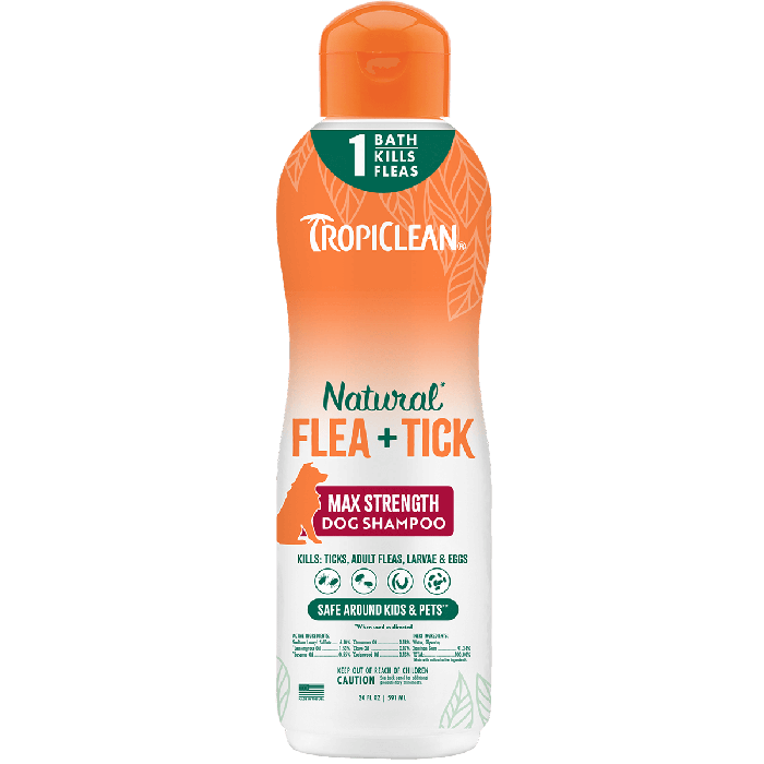 Tropiclean Natural Max Strength Flea & Tick Shampoo 20 oz