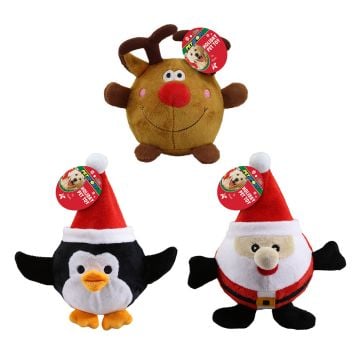 Petsport Holiday Plush Squeak Ball 4.5" Assorted