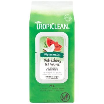 TropiClean Watermelon 2-in-1 Wipes 100ct